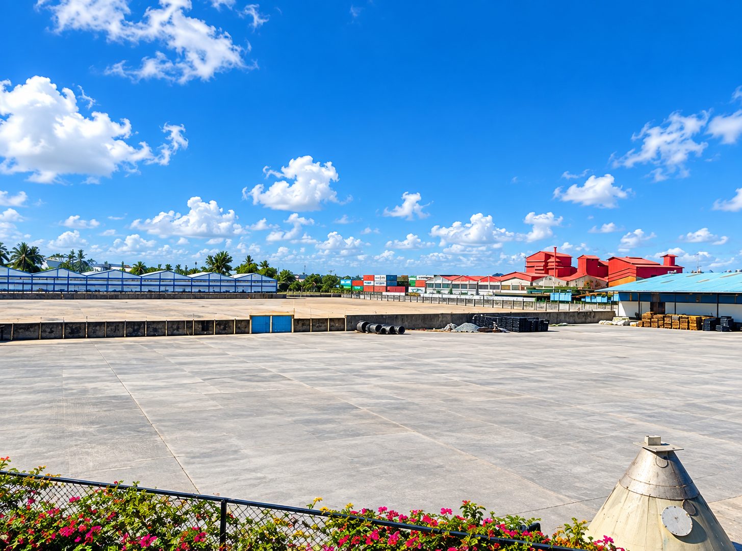 Paved container yard