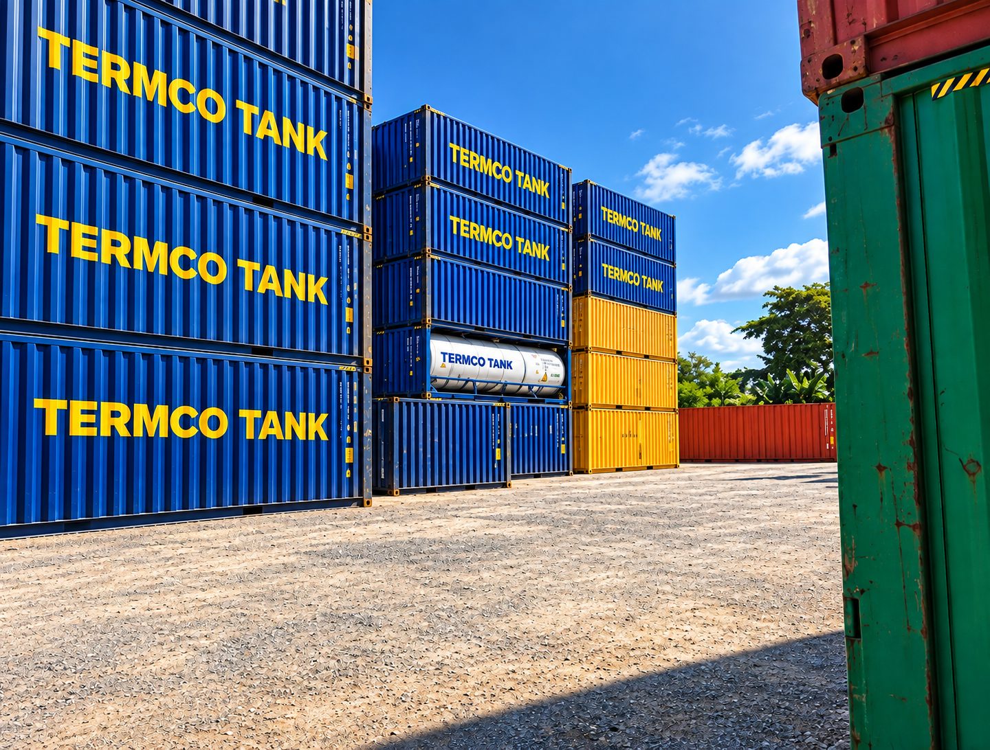 Container stacks in the yard